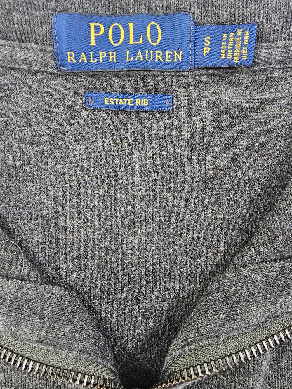 Polo Ralph Lauren‎ Estate Rib Quarter Zip  Sweater Mens S Dark Gray White Pony